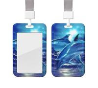 Porte-badge bleu océan avec lanière en plastique pour carte d'identité, porte-badge avec fenêtre transparente pour infirmière, médecin, fournitures de bureau