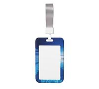 Porte-badge bleu pour piscine avec cordon de séparation, étui de protection en plastique rigide étanche pour carte d'identité, pour enseignant, infirmière, médecin, bureau