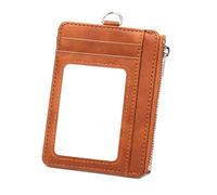 Porte-badge blindé en cuir synthétique avec cordon tour de cou, Brun, No lanyard, Bohème