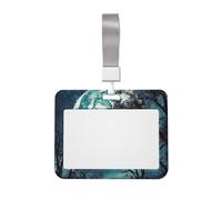 Porte-badge Blue Moon avec lanière - Étui horizontal en plastique avec fenêtre transparente - Protection étanche pour carte d'identité - Pour infirmières, enseignants, bureau