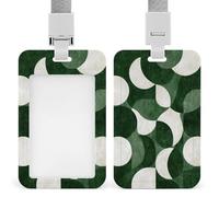 Porte-badge bohème rétractable à clip pour carte d'identité - Vert foncé et blanc - Pour le travail, le bureau, les médecins, les infirmières