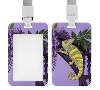 Porte-badge caméléon sur glycine avec cordon détachable, en plastique ABS, format vertical, fenêtre transparente, fermeture coulissante, idéal pour le personnel infirmier, enseignant, administratif e