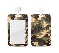 Porte-badge camouflage avec lanière en plastique - Protecteur de carte d'identité avec fenêtre transparente - Pour infirmière, médecin, fournitures de bureau