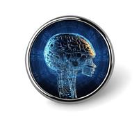 Porte-badge Cerveau d'Intelligence Artificielle, Badge Rond Exquis avec Épingle Photo, Badges Boutons à Faire Soi-même, Épingle Bouton en Métal Personnalisée, Broche Mode, Cadeaux, Loisirs Créatifs, V