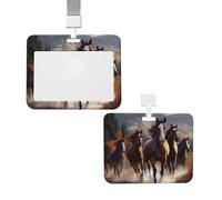 Porte-badge cheval avec lanière - Étanche - Protection pour carte d'identité avec fenêtre transparente - Pour homme et femme - Pour le travail, le bureau, les médecins, les infirmières