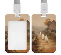 Porte-badge classique avec clip rétractable - Motif fantômes à la campagne - Pour le travail, le bureau, les médecins, les infirmières