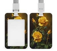 Porte-badge classique rétractable avec motif roses jaunes pour le travail, le bureau, les médecins, les infirmières