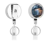 Porte-badge Cloud Lightning avec cordon rétractable et pince crocodile pivotante à 360° en acier inoxydable robuste pour infirmières, bureau, enseignants, professionnels de la sécurité