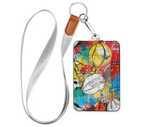 Porte-badge coloré en forme de girafe avec cordon et 3 cartes d'identité verticales pour carte d'identité de bureau, école, hôtel, cartes de passe
