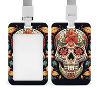 Porte-badge coloré en plastique rigide avec motif tête de mort pour cartes de crédit, cartes de crédit et cartes de proximité