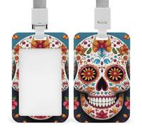 Porte-badge coloré en plastique rigide avec motif tête de mort pour cartes de crédit, cartes de crédit et cartes de proximité