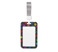 Porte-badge coloré imprimé patte de chien noir pour carte de visite, unisexe, facile à transporter