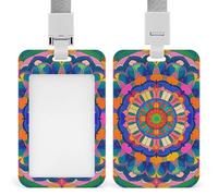 Porte-badge coloré mandala avec cordon amovible, étanche, pour bureau, lieu de travail