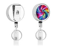 Porte-badge coloré tie-dye - Enrouleur de badge d'infirmière rétractable en métal robuste avec corde en nylon de 68,1 cm - Étiquettes amusantes pour enseignants, infirmières, médecins, travailleurs