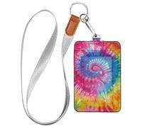 Porte-badge coloré tourbillonnant pour femme avec cordon et porte-cartes d'une capacité de 3 cartes pour le personnel, les officiers, les étudiants, les médecins, les employés
