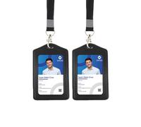 Porte-Badge Cordon 2 Pièces, Porte-Cartes Transport & ID en PVC Noir - Lanière Tour de Cou Durable - Anti-Perte, Accès Rapide, Idéal pour Bus, École, Travail & Sécurité