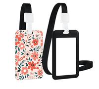 Porte Badge Cordon Tour de Cou avec Porte-cartes, Porte Badge Enrouleur Porte Carte Verticale Dure pour Porte Badges d'Identification pour Cartes d'étudiant d'infirmière Clés, Fleur rose rouge
