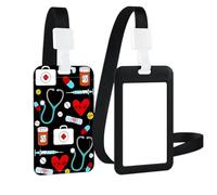 Porte Badge Cordon Tour de Cou avec Porte-cartes, Porte Badge Enrouleur Porte Carte Verticale Dure pour Porte Badges d'Identification pour Cartes d'étudiant d'infirmière Clés, Fournitures médicales