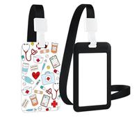 Porte Badge Cordon Tour de Cou avec Porte-cartes, Porte Badge Enrouleur Porte Carte Verticale Dure pour Porte Badges d'Identification pour Cartes d'étudiant d'infirmière Clés, médicament