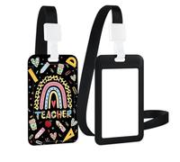Porte Badge Cordon Tour de Cou avec Porte-cartes, Porte Badge Enrouleur Porte Carte Verticale Dure pour Porte Badges d'Identification pour Cartes d'étudiant d'infirmière Clés, imprimé léopard