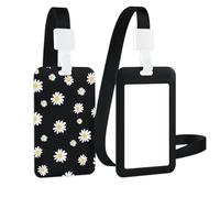 Porte Badge Cordon Tour de Cou avec Porte-cartes, Porte Badge Enrouleur Porte Carte Verticale Dure pour Porte Badges d'Identification pour Cartes d'étudiant d'infirmière Clés, Chrysanthème cœur jaune