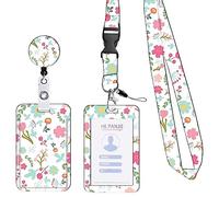 Porte Badge Cordon Tour de Cou avec Porte-cartes, Porte Badges la Carte d'identité avec Lanière Rétractable et Porte-clés pour Étudiants Porte-badge rétractable avec cordon pour Infirmière Enseignant