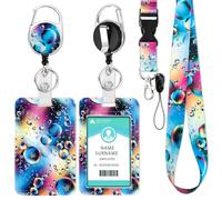 Porte Badge Cordon tour de Cou, Porte Badge tour de Cou avec Porte-Cartes, Strap Neck avec Swivel Lobster Clasp pour Porte Badges d'Identification