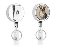 Porte-badge Corgi dessiné à la main - Enrouleur de badge d'infirmière rétractable en métal robuste avec corde en nylon de 68,1 cm - Étiquettes amusantes pour enseignants, infirmières, médecins