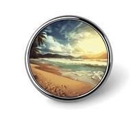 Porte-badge Coucher de soleil sur la plage, badge rond personnalisé avec photo, épingle à bouton en alliage d'aluminium, broche raffinée, badges décoratifs pour vêtements