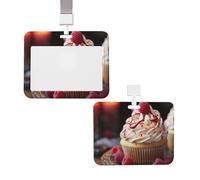 Porte-badge coulissant avec cordon, étui de protection avec fenêtre transparente, format vertical, type carte de crédit, porte-badge en forme de cupcake ou de dessert, idéal pour le personnel infirmi