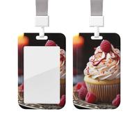 Porte-badge coulissant avec cordon, étui de protection avec fenêtre transparente, format vertical, type carte de crédit, porte-badge en forme de cupcake ou de dessert, idéal pour le personnel infirmi