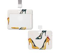 Porte-badge coulissant avec cordon, étui de protection avec fenêtre transparente, format vertical, type carte de crédit, porte-badge en forme de talon haut, idéal pour le personnel infirmier et les f