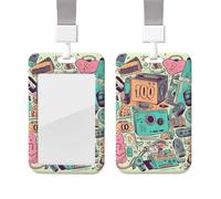 Porte-badge coulissant avec cordon, étui de protection avec fenêtre transparente, porte-badge vertical illustré « J’adore les années 90 » pour infirmières et fournitures de bureau.