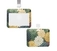 Porte-badge coulissant avec cordon, étui de protection transparent pour carte d'identité verticale, motif pétales et feuilles de jardin, idéal pour le personnel infirmier et le bureau.