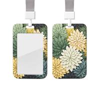 Porte-badge coulissant avec cordon, étui de protection transparent pour carte d'identité verticale, motif pétales et feuilles de jardin, idéal pour le personnel infirmier et le bureau.