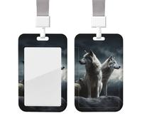 Porte-badge coulissant avec cordon, étui de protection transparent pour carte d'identité verticale, porte-badge Wolf on Night pour infirmière et fournitures de bureau.