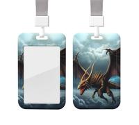 Porte-badge coulissant avec cordon, étui de protection transparent pour carte d'identité verticale, porte-badge nominatif en forme de dragon volant pour infirmière et fournitures de bureau.