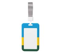 Porte-badge coulissant avec cordon Motif drapeau du Rwanda