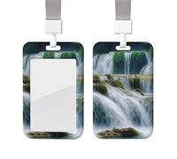 Porte-badge coulissant avec cordon, porte-carte d'identité vertical, porte-nom en plastique, étui de protection pour cartes d'identité (type cascade), carte de crédit, carte d'identité d'agent ou d'en