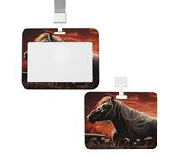 Porte-badge coulissant avec cordon vertical en plastique Mustang romantique avec fenêtre transparente pour cartes d'identité, cartes de crédit pour infirmière, officier, enseignant