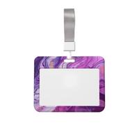Porte-badge coulissant avec lanière de travail, étui pour carte en plastique rigide marbré violet coloré, pour homme et femme, protection verticale pour infirmières, bureau