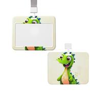 Porte-badge coulissant avec lanière - Étui de protection en plastique avec fenêtre transparente - Porte-badge dinosaure mignon pour infirmière, médecin, fournitures de bureau