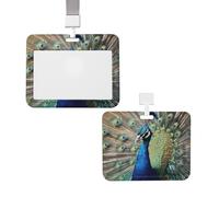 Porte-badge coulissant avec lanière - Étui de protection en plastique avec fenêtre transparente - Porte-badge pour carte d'identité, de crédit, porte-badge pour infirmière, médecin, fournitures de