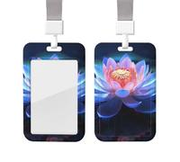 Porte-badge coulissant avec lanière - Étui de protection en plastique avec fenêtre transparente - Pour carte d'identité, de crédit, porte-nom - Fleurs au bord du lac - Pour infirmière, médecin