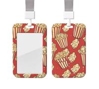 Porte-badge coulissant avec lanière - Étui de protection en plastique avec fenêtre transparente pour carte d'identité, carte de crédit, porte-badge imprimé pop-corn pour infirmière, médecin