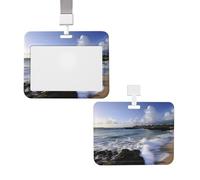 Porte-badge coulissant avec lanière - Étui de protection en plastique avec fenêtre transparente pour carte d'identité, carte de crédit, étiquette de nom, porte-badge de plage pour infirmière, médecin