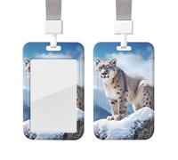 Porte-badge coulissant avec lanière - Étui de protection en plastique avec fenêtre transparente pour carte d'identité, de crédit, porte-nom, léopard, montagne - Pour infirmière, médecin, fournitures