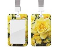 Porte-badge coulissant avec lanière - Étui de protection en plastique avec fenêtre transparente - Pour carte d'identité, de crédit, porte-nom - Rose jaune - Pour infirmière, médecin, fournitures de