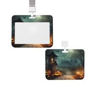 Porte-badge coulissant avec lanière - Étui de protection en plastique avec fenêtre transparente pour carte d'identité, carte de crédit, étiquette de nom, pour Halloween, infirmière, médecin