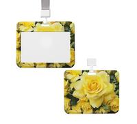 Porte-badge coulissant avec lanière - Étui de protection en plastique avec fenêtre transparente - Pour carte d'identité, de crédit, porte-nom - Rose jaune - Pour infirmière, médecin, fournitures de